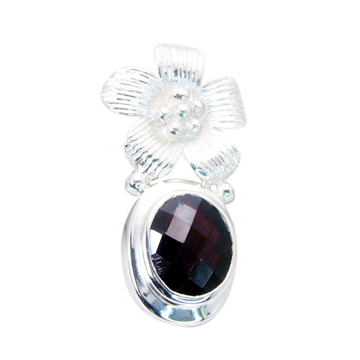 Garnet Essential Italian Silver Solitaire Red Pendant Hoofdafbeelding