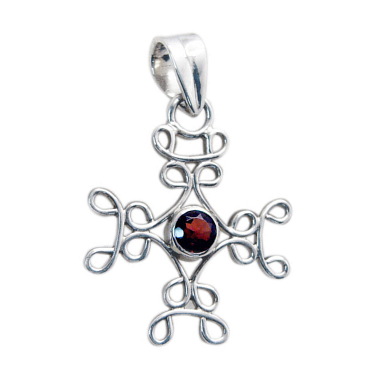 Garnet Featherlight Turkish Silver Solitaire Red Pendant Imagen principal del producto