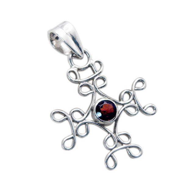 Garnet Featherlight Turkish Silver Solitaire Bruna Rope-Wire Red Pendant Jewelry