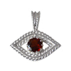 Garnet Featherlight American Sterling Silver Solitaire Red Pendant