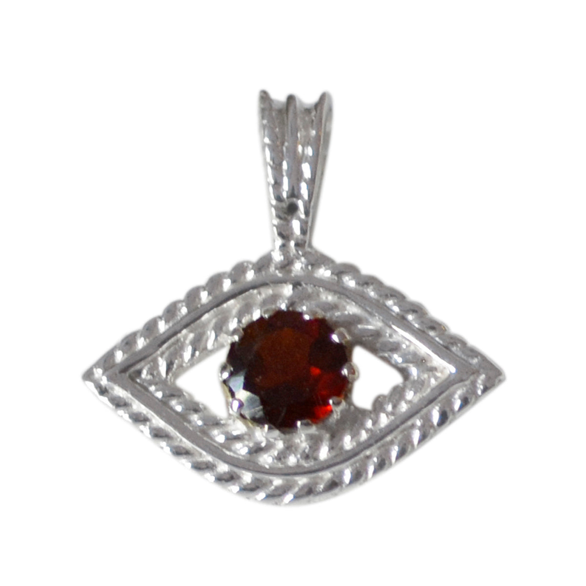 Garnet Featherlight American Sterling Silver Solitaire Red Pendant