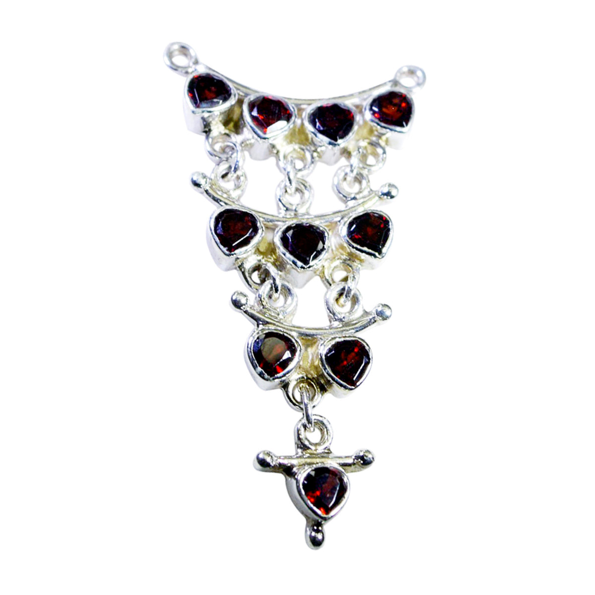 Garnet Eye-catching Latin American Silver multiple Red Pendant