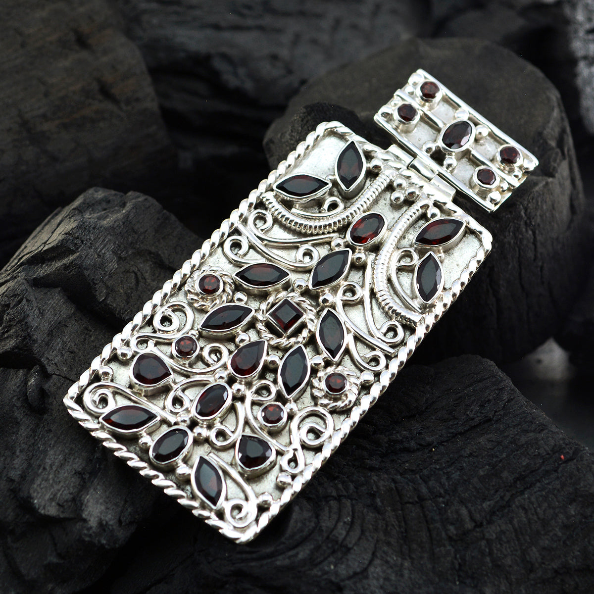 Garnet Chunky Egyptian 92.5 Silver multiple Ida Rope-Wire Red Pendant Jewellery