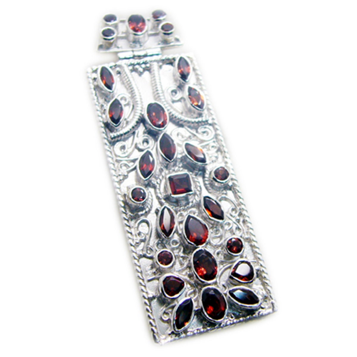 Garnet Chunky Egyptian 92.5 Silver multiple Ida Rope-Wire Red Pendant Jewellery