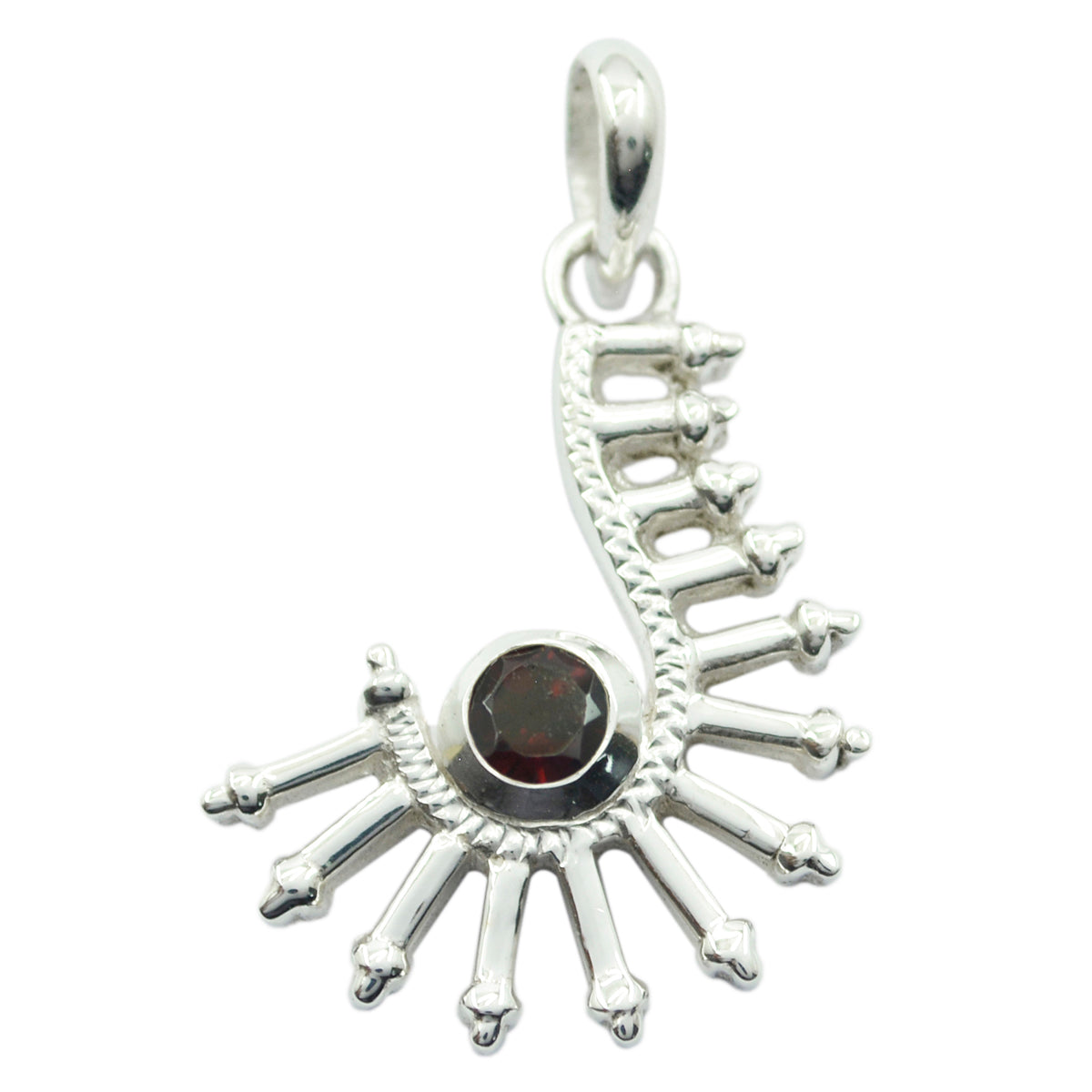 Garnet Featherlight Spanish Silver Solitaire Red Pendant