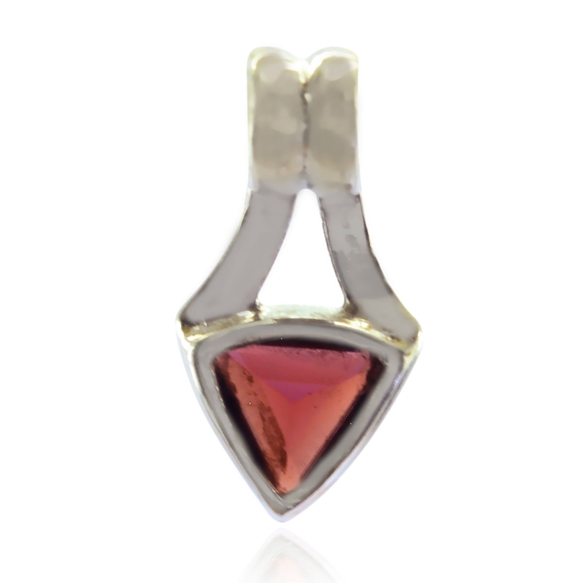 Pendentif solitaire en argent italien ultra-fin avec grenat María, bijou contemporain rouge Image principale du produit