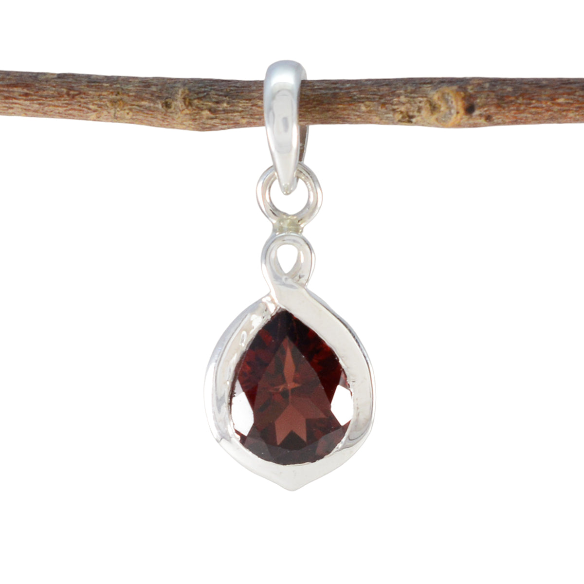 Garnet Elegant Korean 925 Silver Solitaire Red Pendant