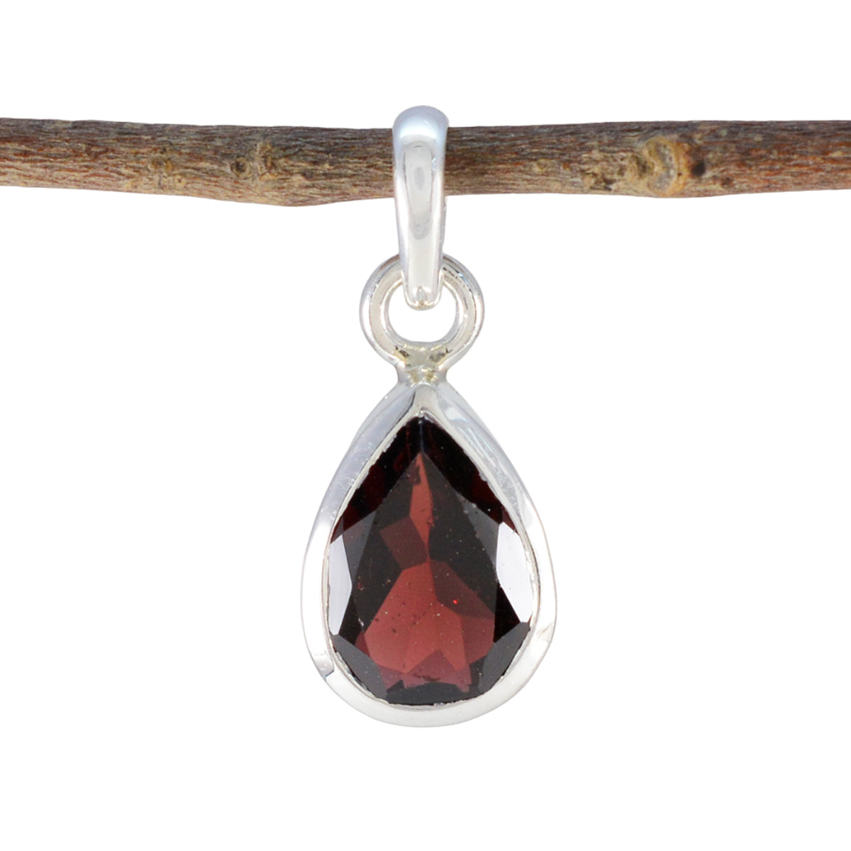 Garnet Elegant Korean 925 Silver Solitaire Red Pendant