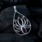 Garnet Delicate French 925 Silver Solitaire Emily Rope-Wire Red Pendant Jewelry