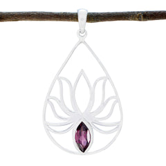 Zarter französischer Granat-Solitär-Anhänger aus 925er Silber in Rot