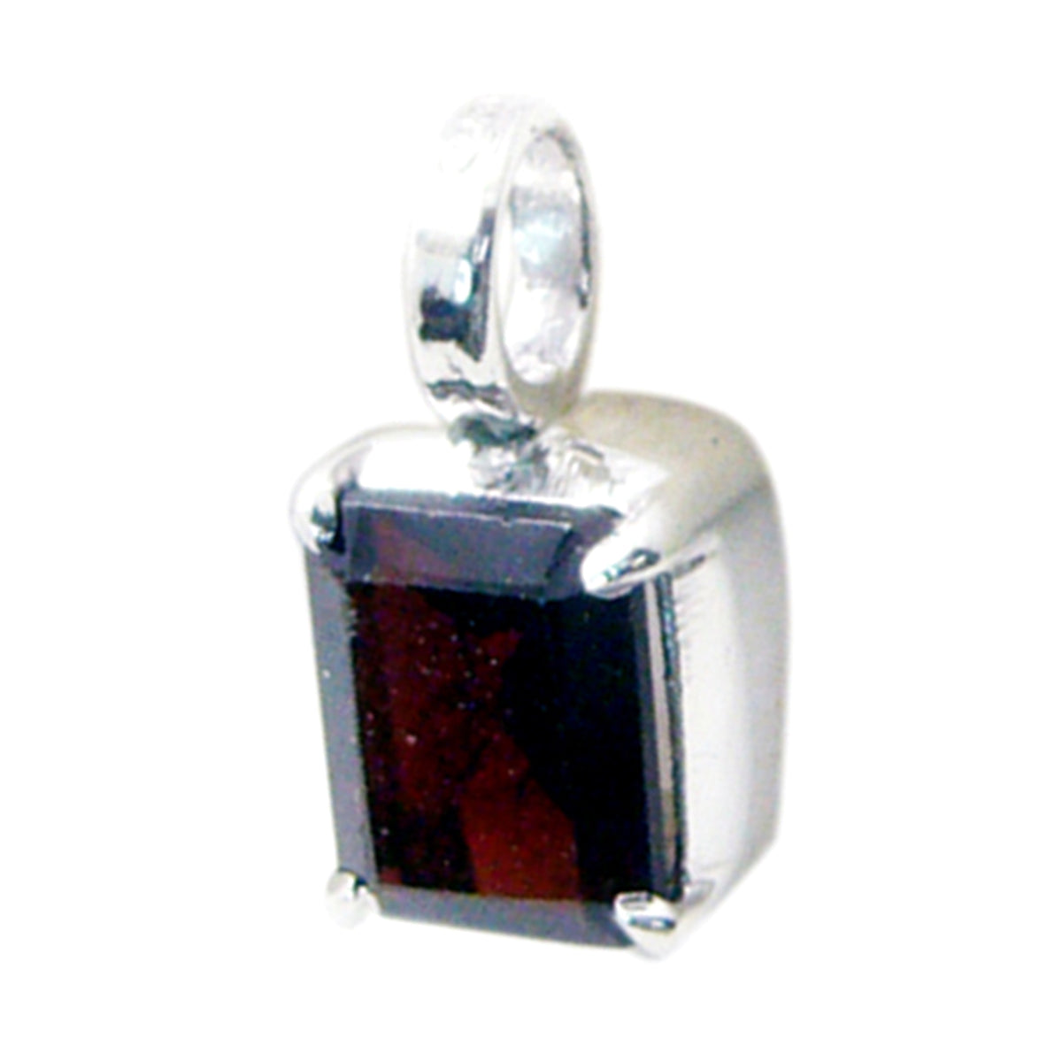 Garnet Delicate French 925 Silver Solitaire Red Pendant Image principale du produit