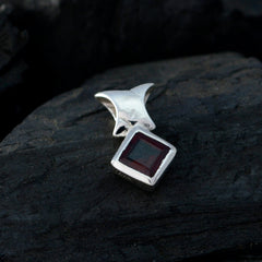Garnet Minimalist Korean 92.5 Silver Solitaire Wen Abstract Red Pendant Jewellery