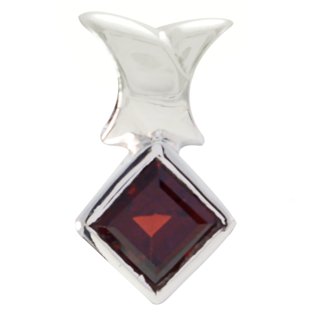 Garnet Minimalist Korean 92.5 Silver Solitaire Red Pendant Главное изображение товара
