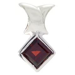 Garnet Minimalist Korean 92.5 Silver Solitaire Red Pendant