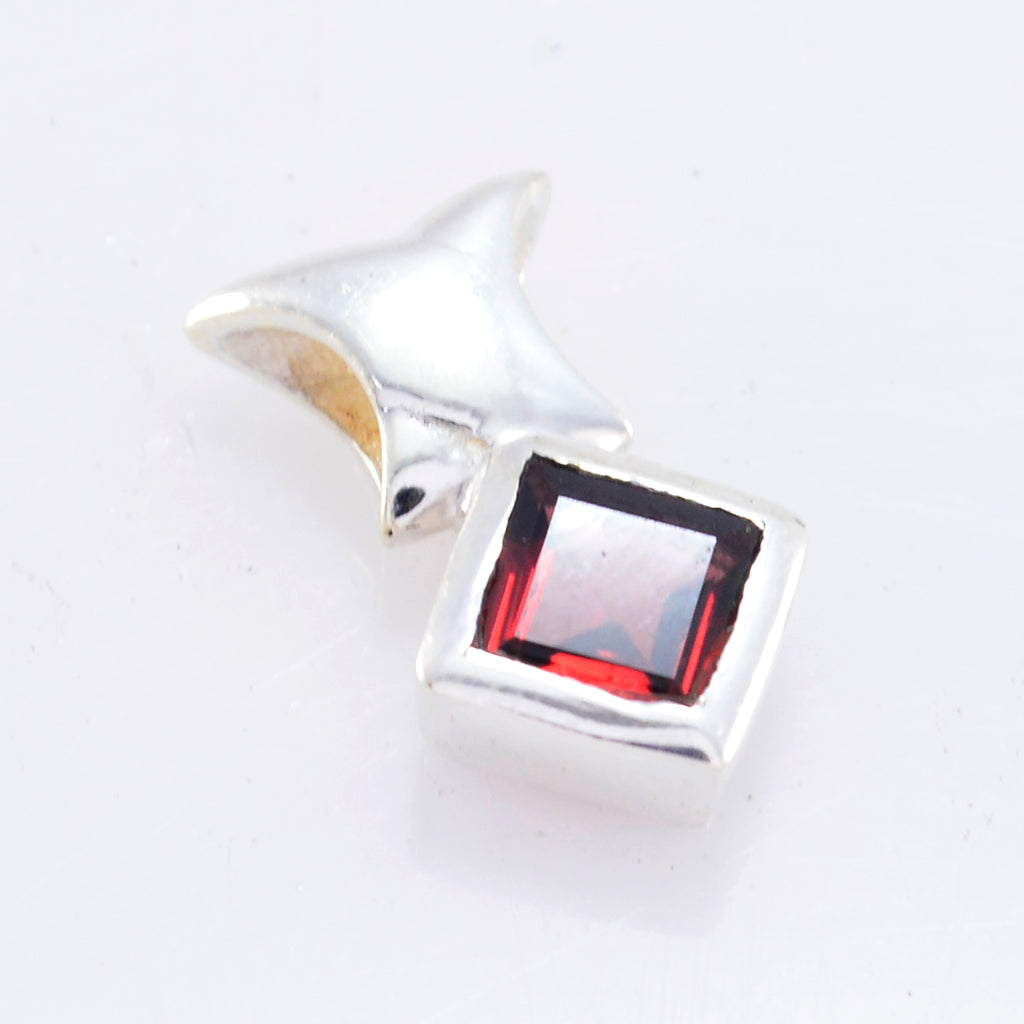 Garnet Minimalist Korean 92.5 Silver Solitaire Wen Abstract Red Pendant Jewellery