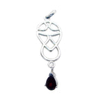 Garnet Featherlight German Sterling Silver Solitaire Red Pendant