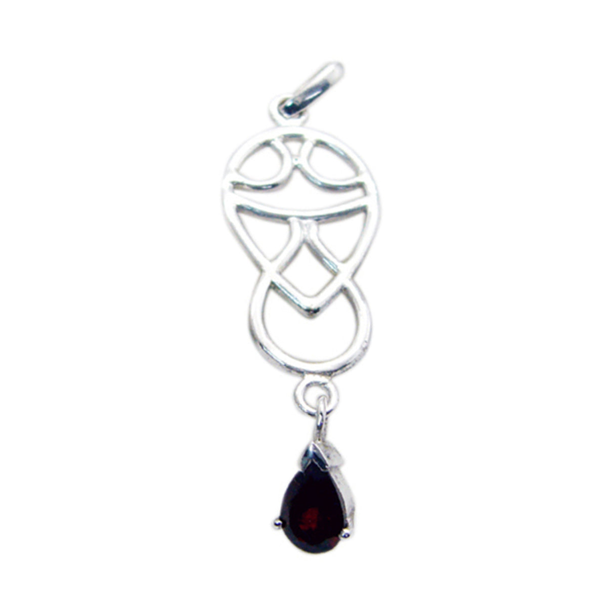 Garnet Featherlight German Sterling Silver Solitaire Red Pendant