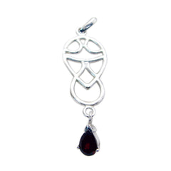 Garnet Featherlight German Sterling Silver Solitaire Red Pendant