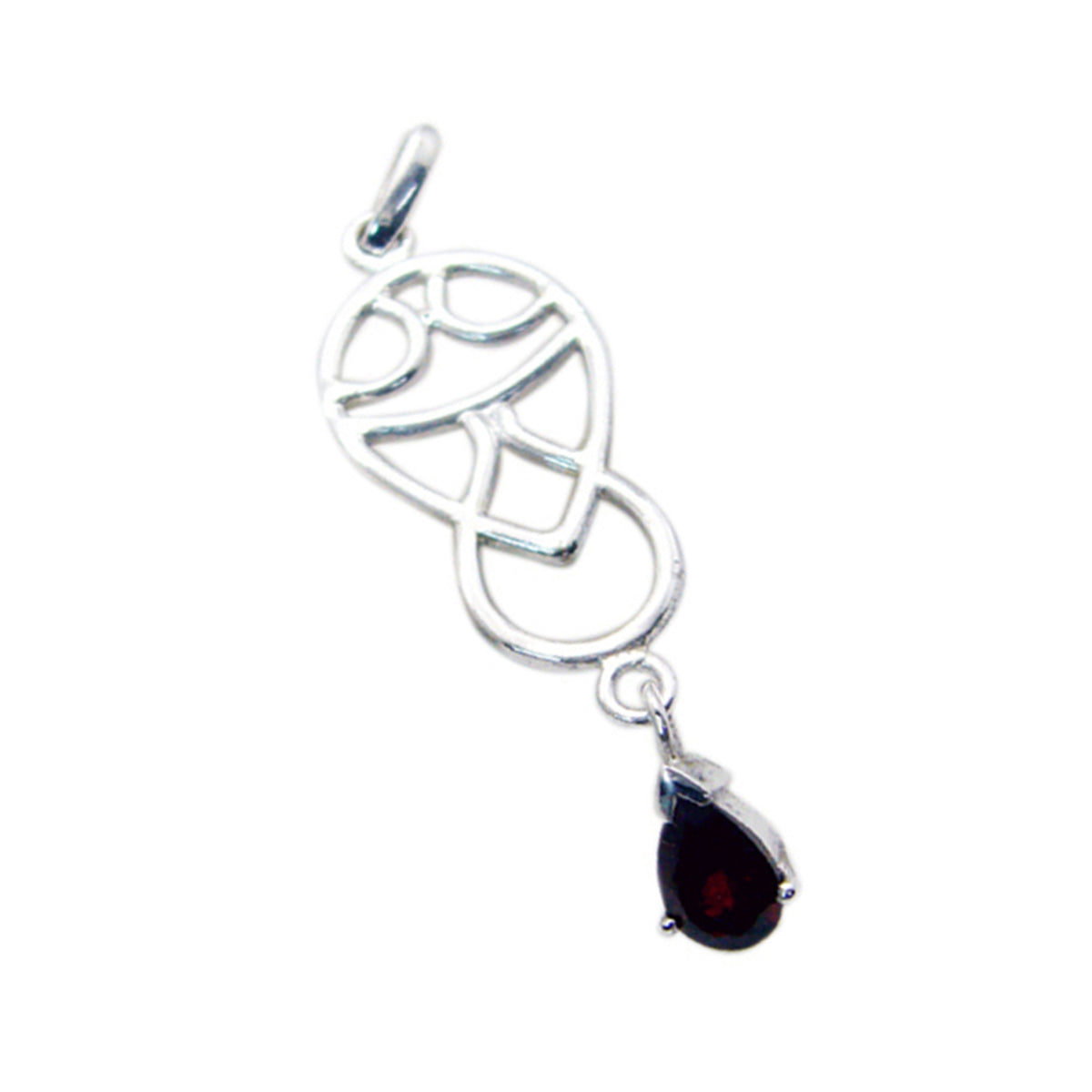 Garnet Featherlight German Sterling Silver Solitaire Aaliyah Abstract Red Pendant Jewellery