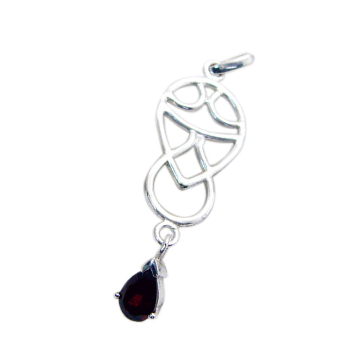 Garnet Featherlight German Sterling Silver Solitaire Aaliyah Abstract Red Pendant Jewellery