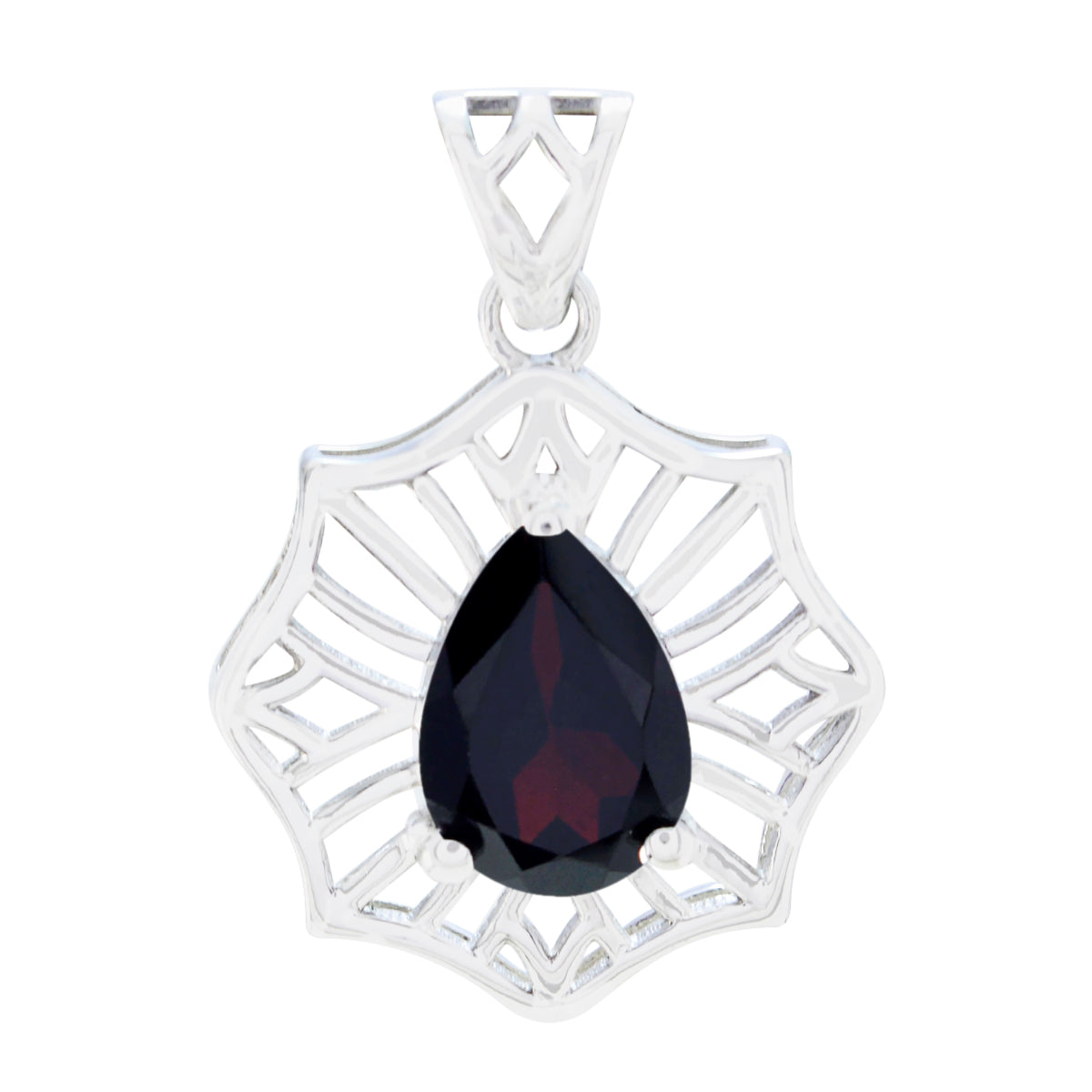Garnet Delicate Spanish 92.5 Silver Solitaire Red Pendant Image principale du produit