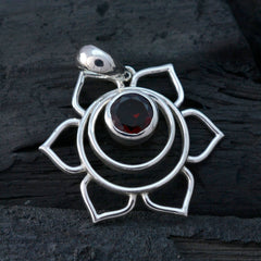 ガーネットの繊細なフレンチシルバーソリティアハーパーロープワイヤーレッドペンダントジュエリー