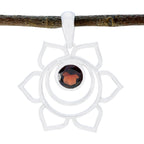 Garnet Delicate French Silver Solitaire Red Pendant
