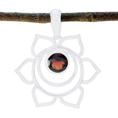 Garnet Delicate French Silver Solitaire Red Pendant
