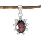 Garnet Featherlight French 925 Silver Solitaire Red Pendant