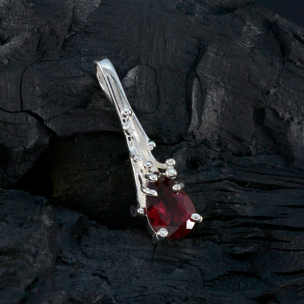 Garnet Delicate Spanish 925 Silver Solitaire Ana Graceful Red Pendant Jewelry