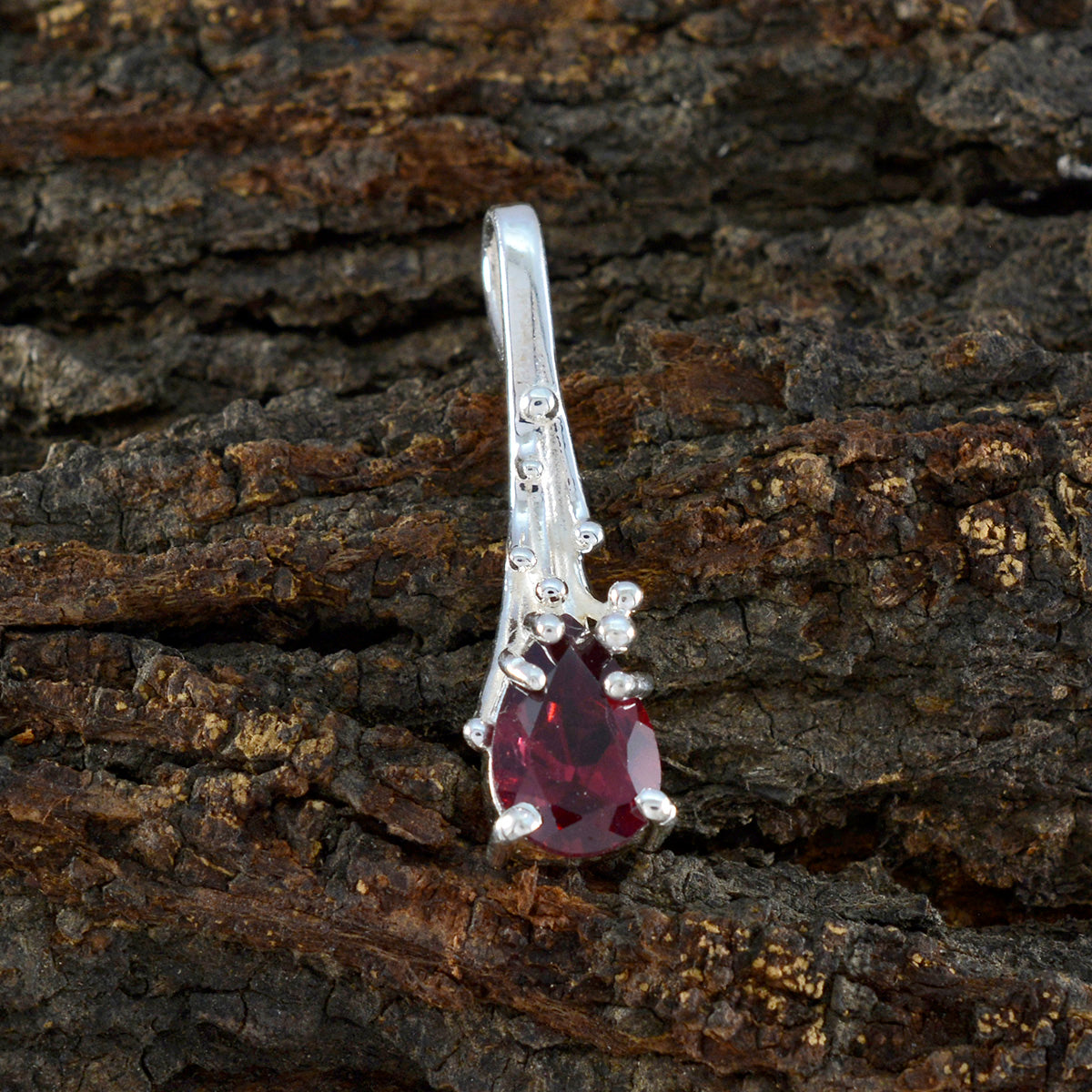 Garnet Delicate Spanish 925 Silver Solitaire Ana Graceful Red Pendant Jewelry