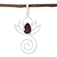 Garnet Dainty Spanish 925 Silver Solitaire Red Pendant