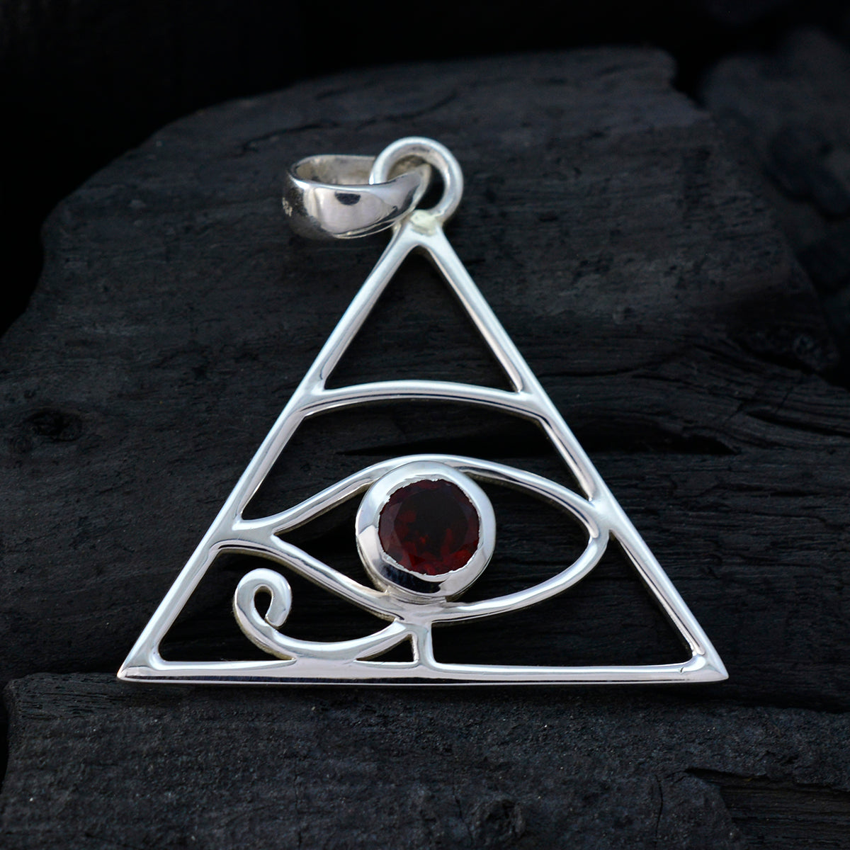 Garnet Whisper-thin Spanish 925 Silver Solitaire Florencia Rope-Wire Red Pendant Jewelry