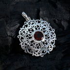 Garnet Dainty Italian Sterling Silver Solitaire Noelia Retro Red Pendant Jewellery