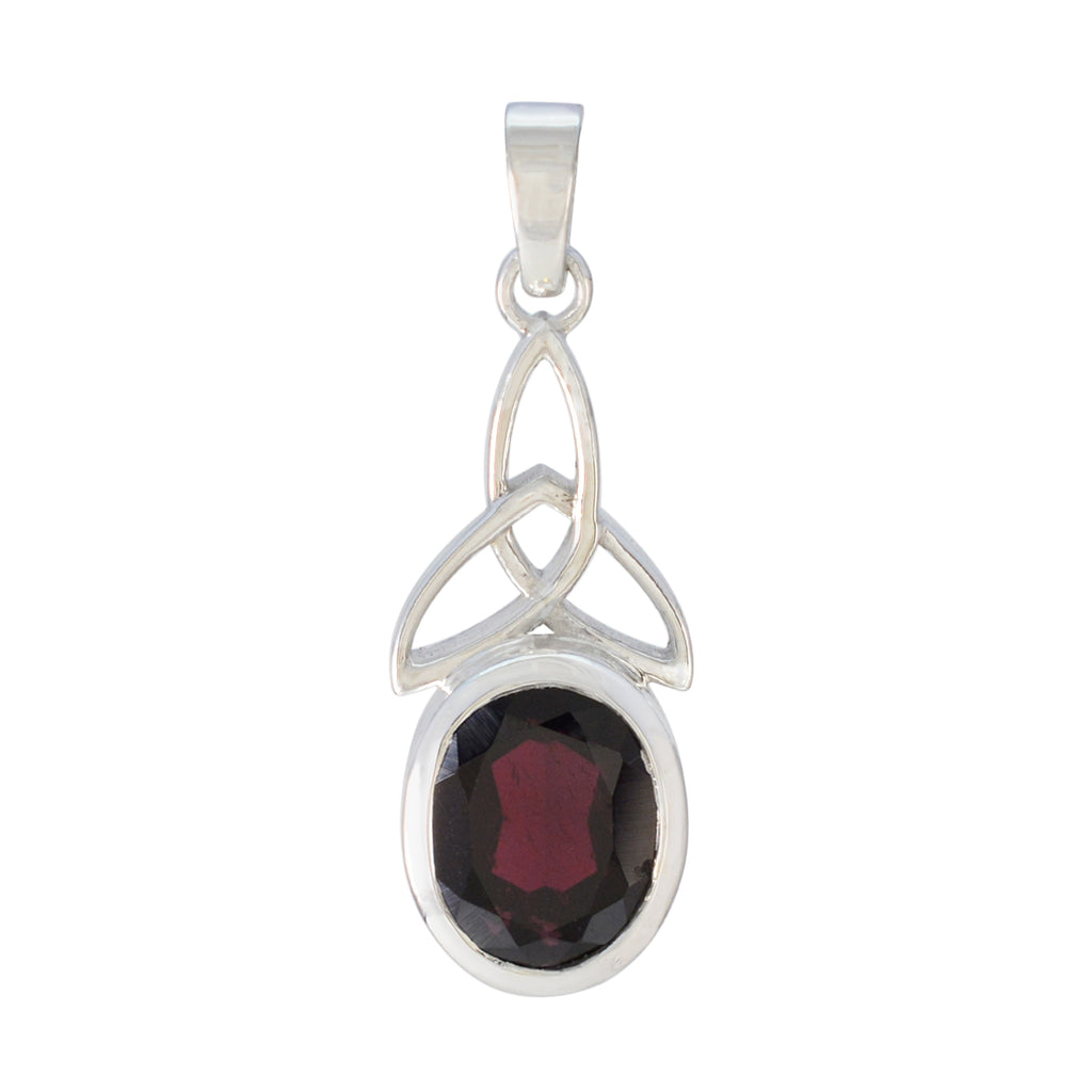 Garnet Elegant Japanese Sterling Silver Solitaire Red Pendant