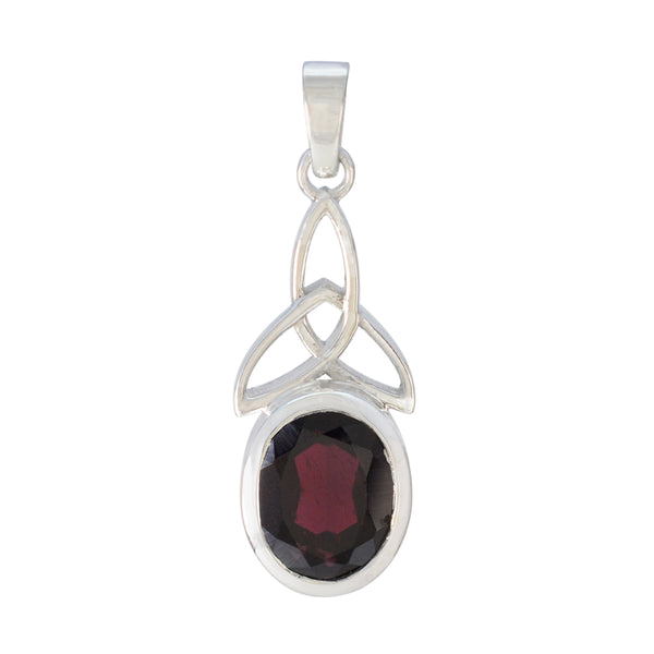 Garnet Elegant Japanese Sterling Silver Solitaire Red Pendant