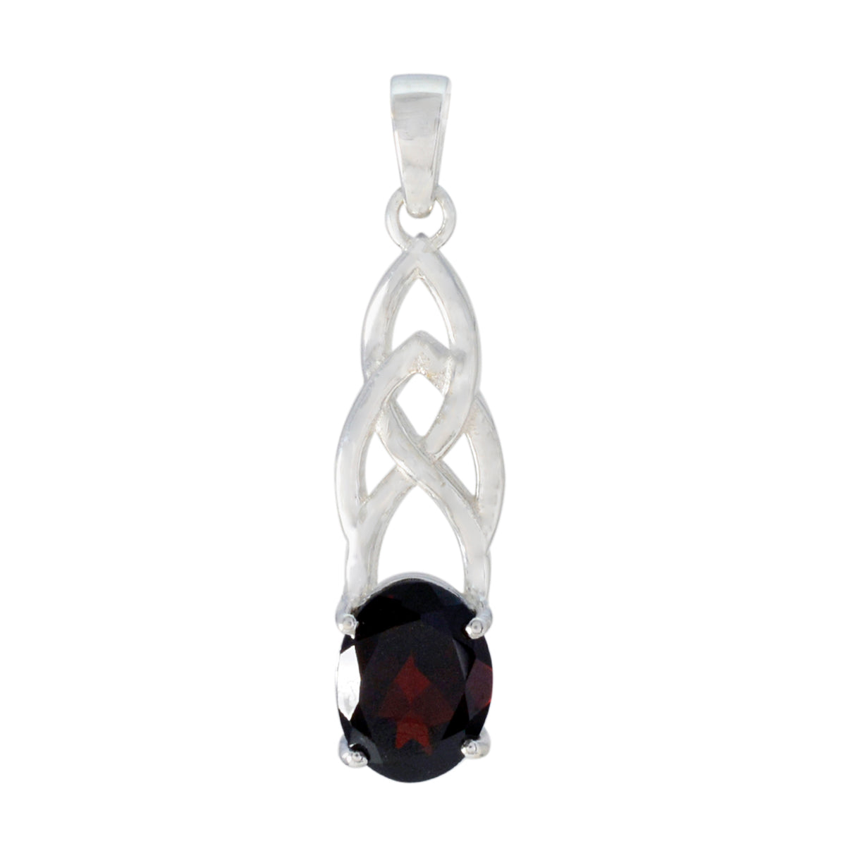 Garnet Dainty German 925 Silver Solitaire Red Pendant