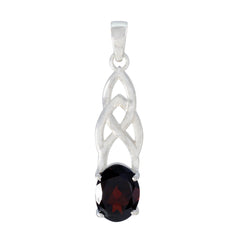 Garnet Dainty German 925 Silver Solitaire Red Pendant