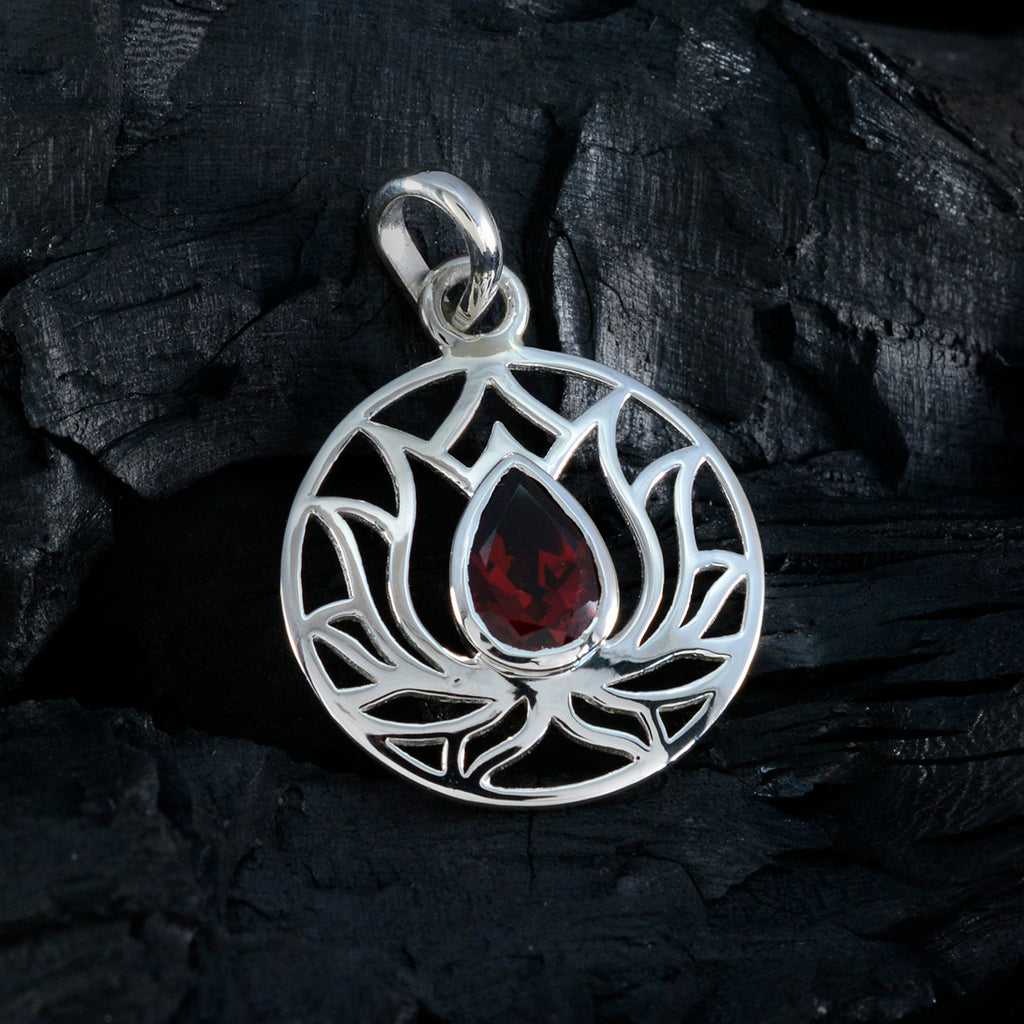 Garnet Dainty Italian Sterling Silver Solitaire Camila Rope-Wire Red Pendant Jewellery