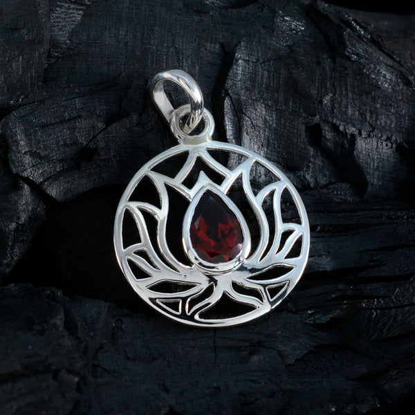 Garnet Dainty Italian Sterling Silver Solitaire Camila Rope-Wire Red Pendant Jewellery