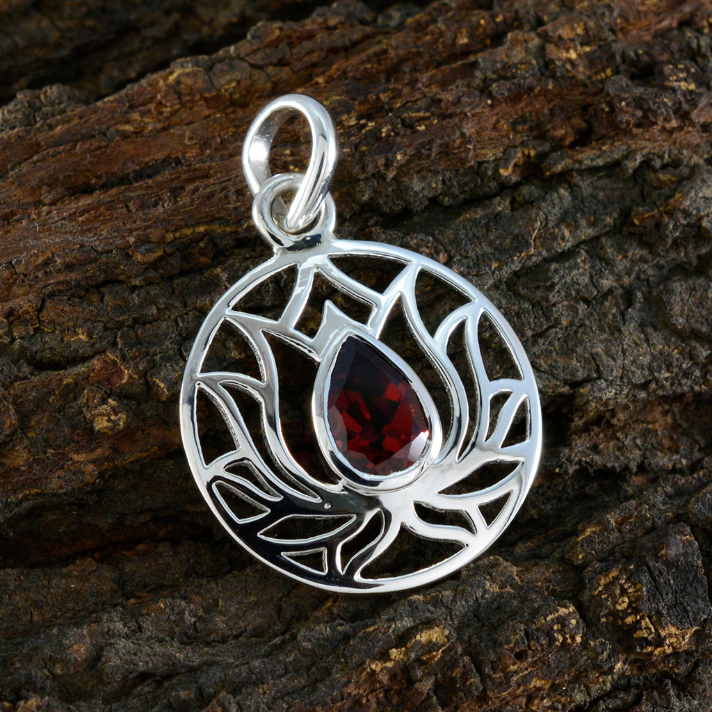 Garnet Dainty Italian Sterling Silver Solitaire Camila Rope-Wire Red Pendant Jewellery