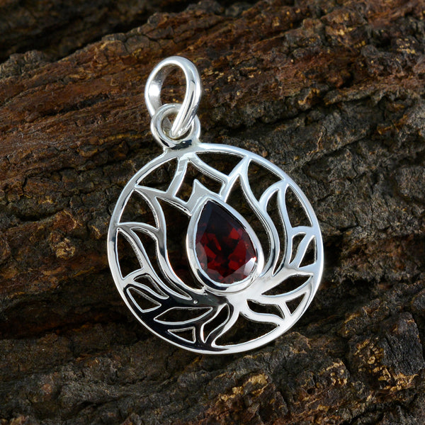 Garnet Dainty Italian Sterling Silver Solitaire Camila Rope-Wire Red Pendant Jewellery