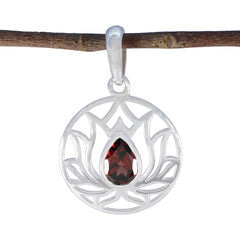 Garnet Dainty Italian Sterling Silver Solitaire Red Pendant