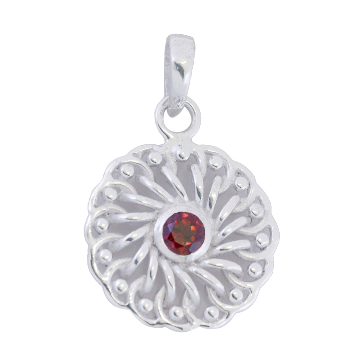 Garnet Tiny Italian 925 Silver Solitaire Red Pendant Huvudsaklig produktbild