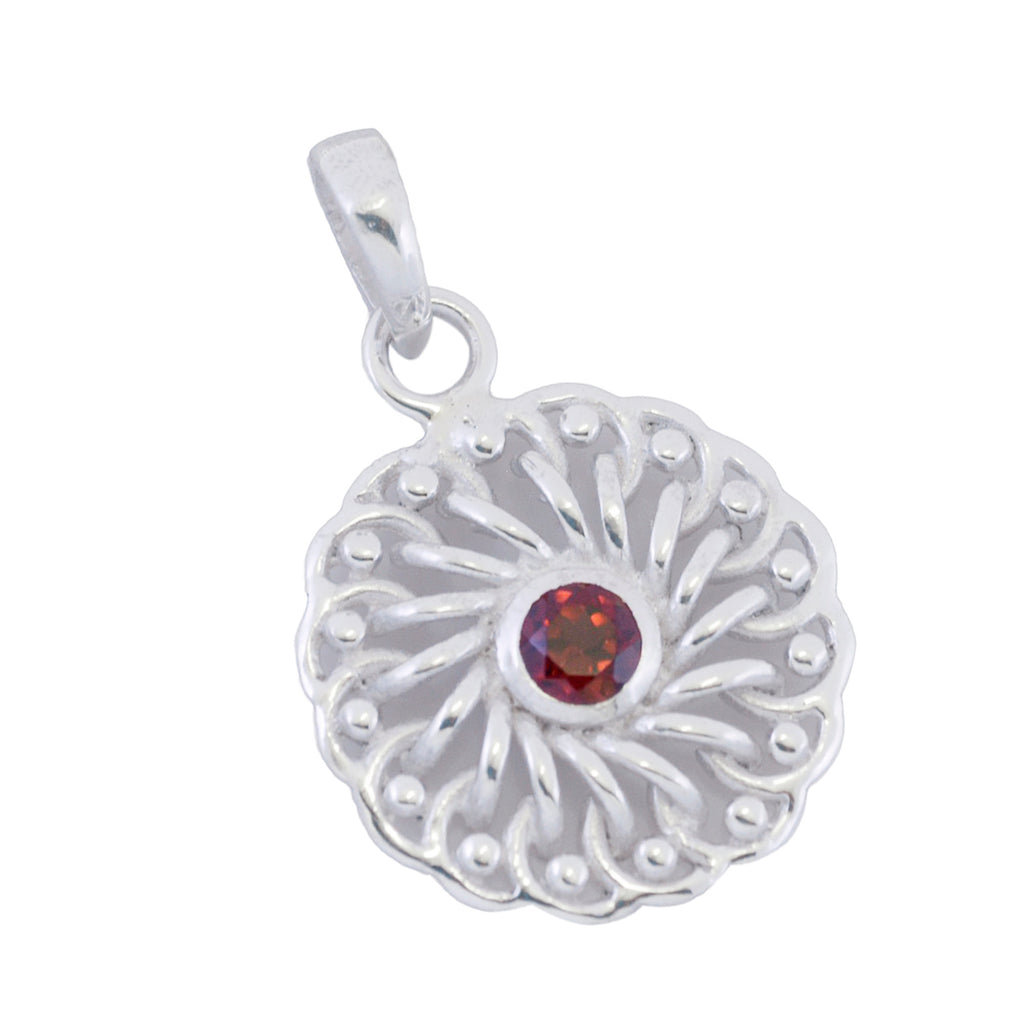 Garnet Tiny Italian 925 Silver Solitaire Greta Geometric Red Pendant Jewelry