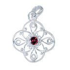 Garnet Tiny French Silver Solitaire Red Pendant