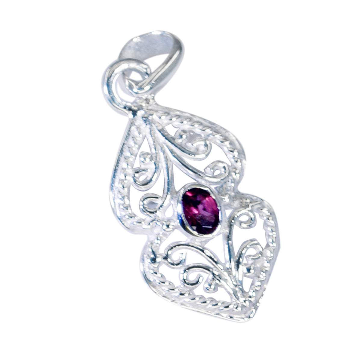 Granat fjäderlätt tyskt sterlingsilver Solitär Ines geometriskt rött hänge smycke Sekundär produktbild