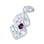 Garnet Featherlight German Sterling Silver Solitaire Inès Geometric Red Pendant Jewellery