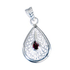 Garnet Classic German Sterling Silver Solitaire Red Pendant