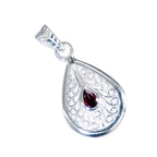 Garnet Classic German Sterling Silver Solitaire Isla Retro Red Pendant Jewellery